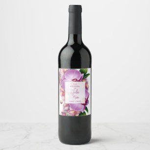 Floral Orchids Wedding  Wine Label