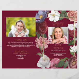 Floral Order Of Service Funeral Memorial Program