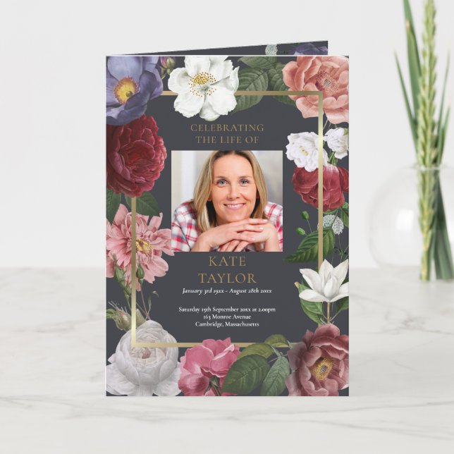 Floral Order Of Service Funeral Memorial Program Programme (Front)