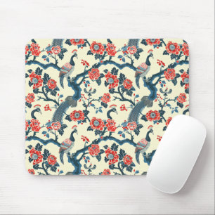Floral Oriental Peacock Japandi style Mouse Pad
