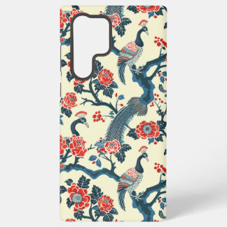 Floral Oriental Peacock Japandi style Samsung Galaxy Case