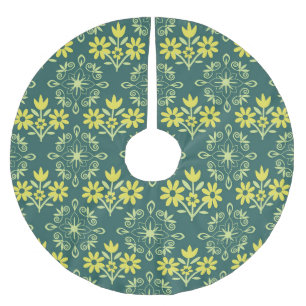 Floral ornament, seamless elegant pattern. brushed polyester tree skirt