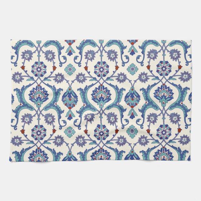 Floral Ornament: Traditional Arabic Pattern. Tea Towel (Horizontal)