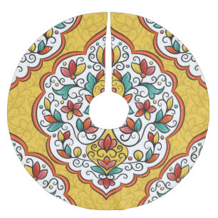 Floral Ornament: Turkish Indian Motifs. Brushed Polyester Tree Skirt