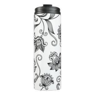 Floral Ornamental: Decorative Seamless Background Thermal Tumbler