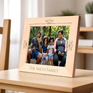 Floral Ornamental Family Name Etched Frames