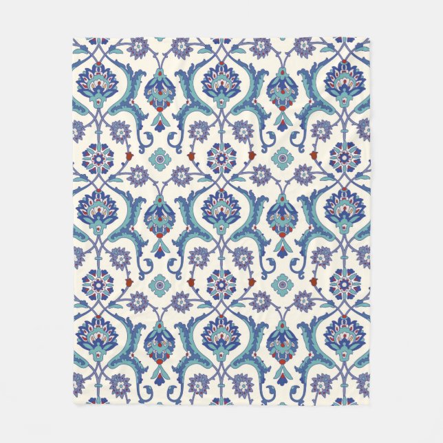 Floral Ornamental pattern. Traditional Arabic seam Fleece Blanket (Front)