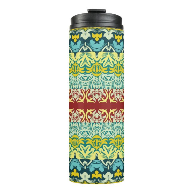 Floral ornamental seamless pattern thermal tumbler (Front)