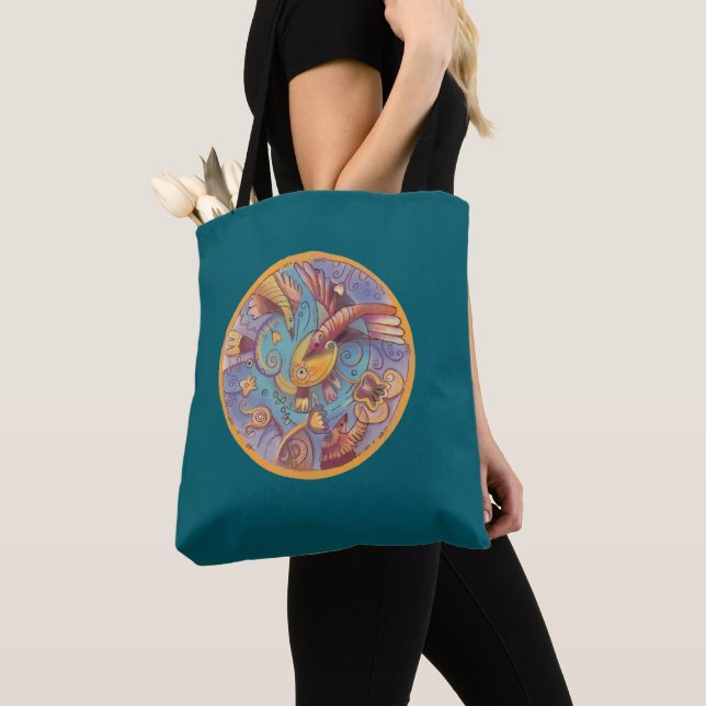 floral ornamental  tote bag (Close Up)