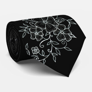 Floral Ornaments Black Neck Tie