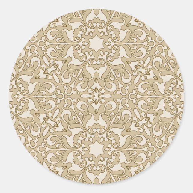 Floral ornate background classic round sticker (Front)