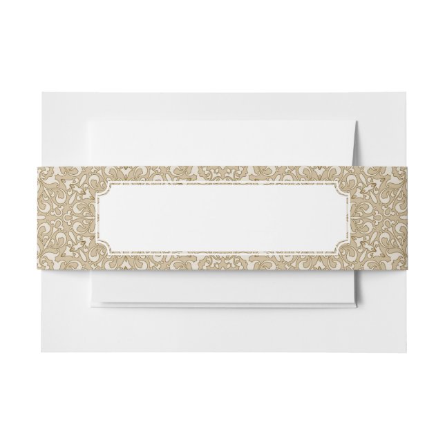 Floral ornate background invitation belly band (Front Example)