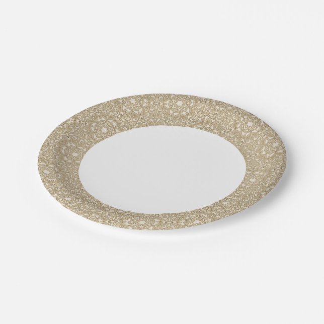 Floral ornate background paper plate (Angled)