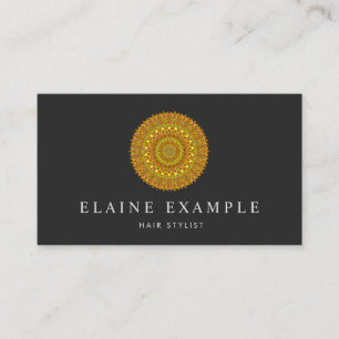 Floral Ornate Mandala in Orange and Yellow Tones Business Card