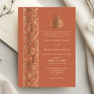 Floral Ornate Orange and Gold Islamic Wedding
