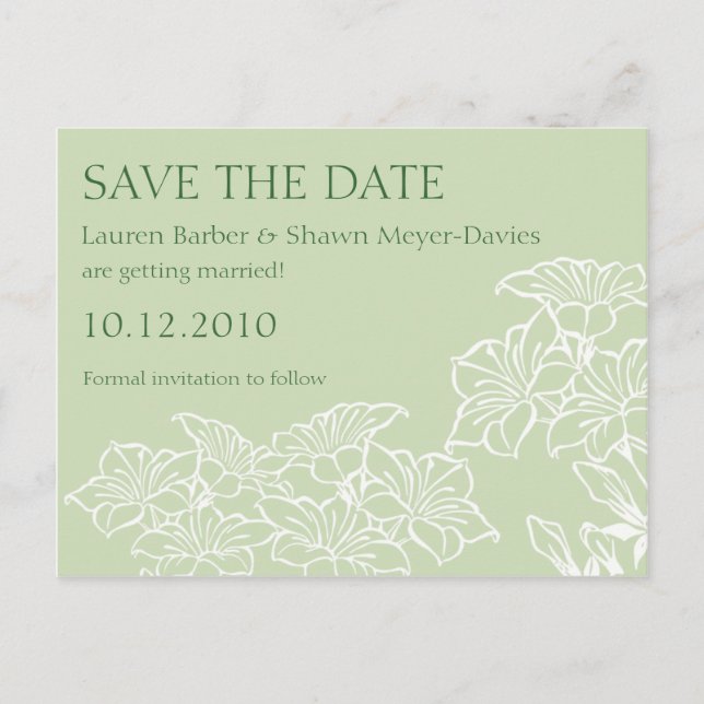 Floral Outlines Save The Date Postcard (Front)