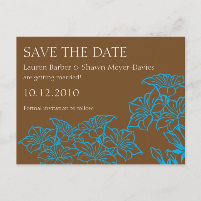 Floral Outlines Save The Date Postcard (Front)