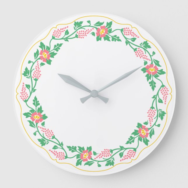Floral oval large clock (Front)