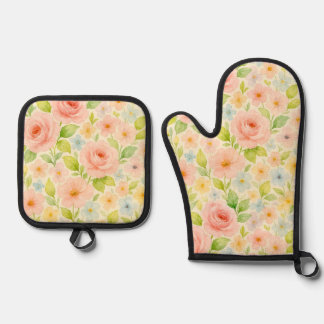 floral Oven Mitt and Pot Holders Oven Mitt & Pot Holder Set