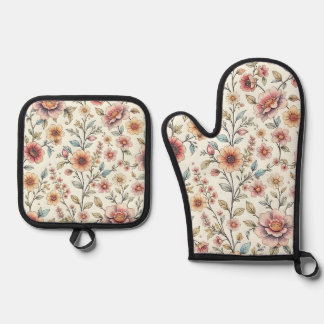 Floral Oven Mitt & Pot Holder Set