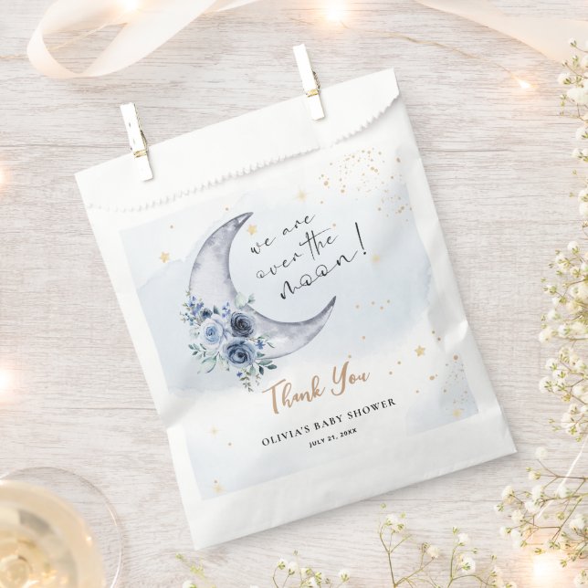 Floral Over The Moon Baby Shower Favour Bags (Clipped)