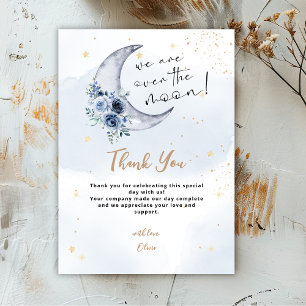 Floral Over The Moon Baby Shower Thank You Card