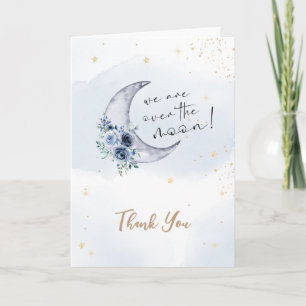 Floral Over The Moon Baby Shower Thank You Card