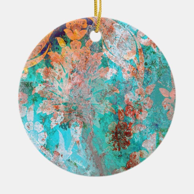 Floral Painting Ceramic Tree Decoration (Front)