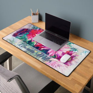 Floral painting personalised desk mat