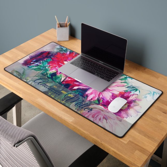 Floral painting personalised desk mat (Office 2)