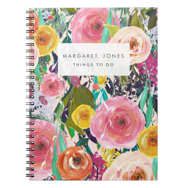 Floral Painting Personalised Journal Notebook (Front)