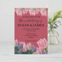 Floral painting pinkish tulips magenta