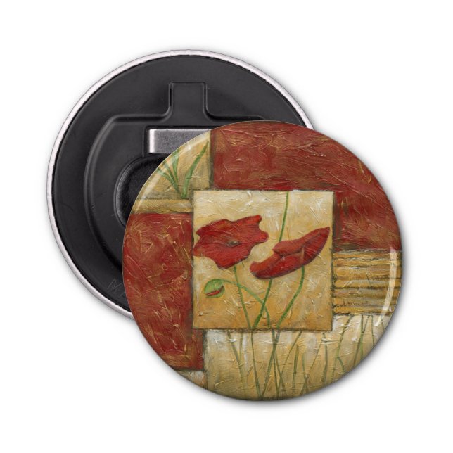 Floral Painting with Visible Brush Strokes Bottle Opener (Front)