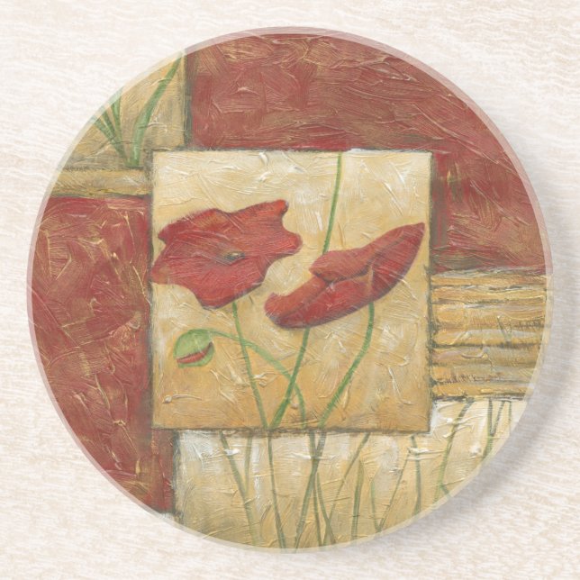 Floral Painting with Visible Brush Strokes Coaster (Front)