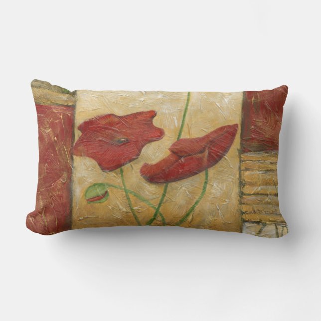 Floral Painting with Visible Brush Strokes Lumbar Cushion (Front)