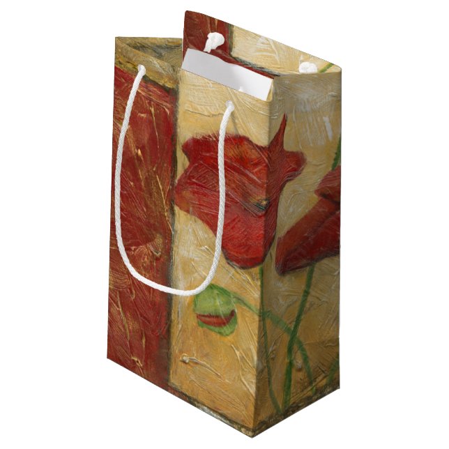 Floral Painting with Visible Brush Strokes Small Gift Bag (Back Angled)