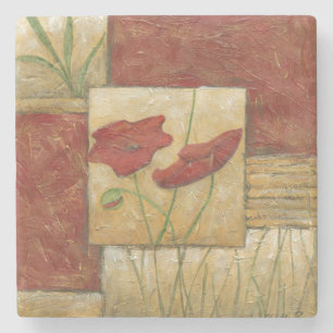 Floral Painting with Visible Brush Strokes Stone Coaster