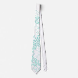 Floral Paisley Aqua Blue Stylish Custom Gift Tie