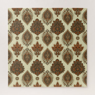 Floral paisley, Asian textile vintage pattern. Jigsaw Puzzle