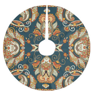 Floral Paisley Bandanna: Traditional Ornament Brushed Polyester Tree Skirt