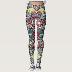 Floral Paisley Bandanna: Traditional Ornamental Leggings