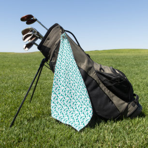 Floral Paisley Boho Pattern Blue Green Golf Towel