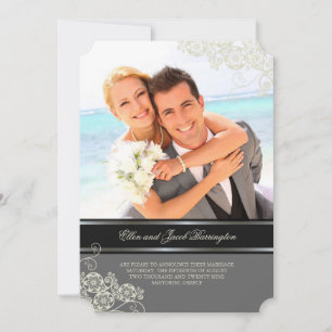 Floral Paisley Boho Vintage Chic Photo Wedding Invitation