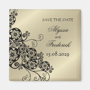 Floral Paisley Elegant Chic Save The Date Magnet