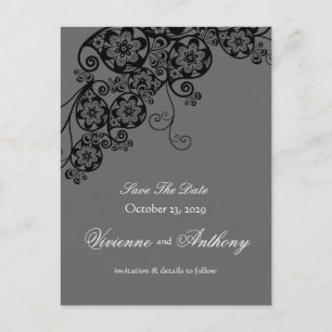 Floral Paisley Elegant Vintage Chic Save The Date Announcement Postcard