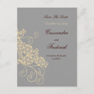 Floral Paisley Elegant Vintage Chic Save The Date Announcement Postcard