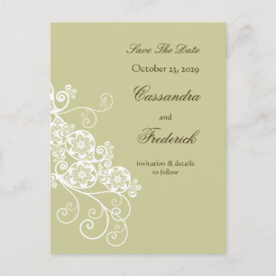 Floral Paisley Elegant Vintage Chic Save The Date Announcement Postcard