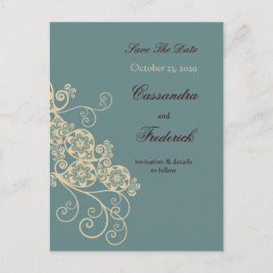 Floral Paisley Elegant Vintage Chic Save The Date Announcement Postcard
