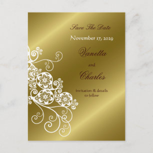 Floral Paisley Elegant Vintage Chic Save The Date Announcement Postcard