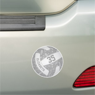 floral paisley feather pattern on grey volleyball car magnet
